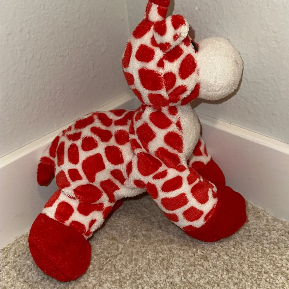 Vintage TY Pluffers Collection “Kisser” Red and White Giraffe Stuffy